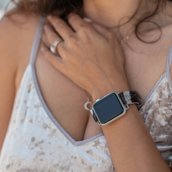 Zebra Print Leather Strap Silver Apple iWatch Band main image 8